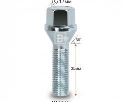 106 р. Колёсный болт длиной 35 мм Вектор M12 1.5 35 под гаечный ключ FAW Besturn X40 D181 (2016-2022). Увеличить фотографию 1