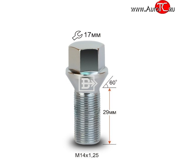146 р. Колёсный болт длиной 29 мм Вектор M14 1.25 29 под гаечный ключ (пос.место: конус) BMW 3 серия E90 седан дорестайлинг (2004-2008)