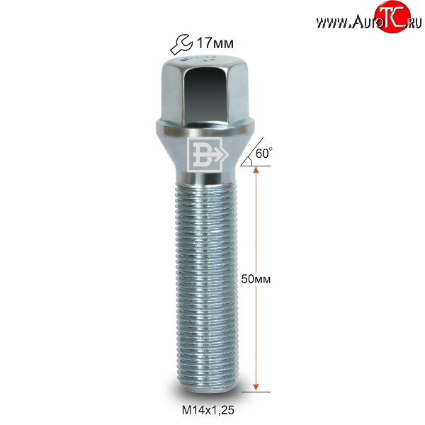 178 р. Колёсный болт длиной 50 мм Вектор M14 1.25 50 под гаечный ключ BMW 7 серия F01-F04 седан (2008-2015)