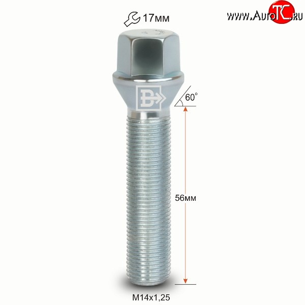 195 р. Колёсный болт длиной 56 мм Вектор M14 1.25 56 под гаечный ключ BMW 7 серия F01-F04 седан (2008-2015)