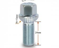 Колёсный болт длиной 24 мм Вектор (облегчённый) M14 1.5 24 под гаечный ключ Mercedes-Benz CLA class C117  рестайлинг седан (2016-2019) 