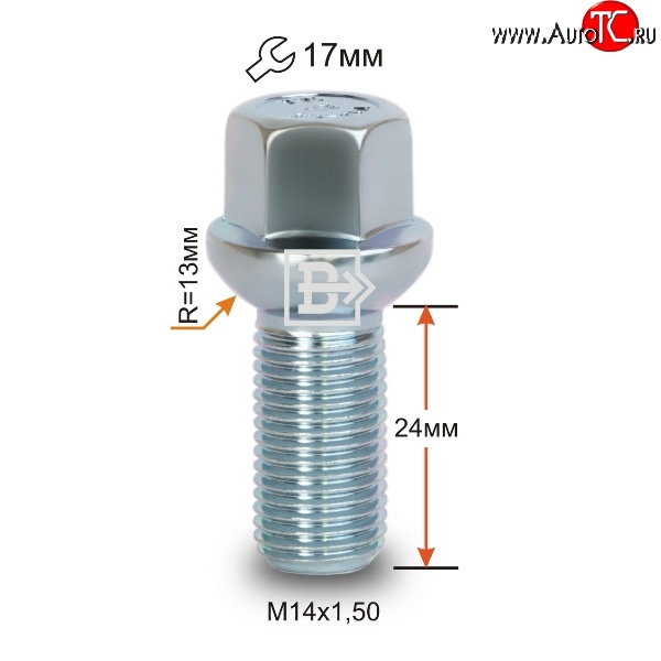 123 р. Колёсный болт длиной 24 мм Вектор (облегчённый) M14 1.5 24 под гаечный ключ Chevrolet Suburban (2000-2006)