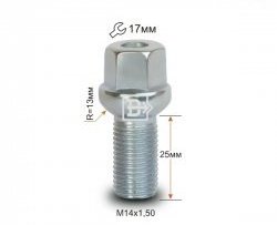 123 р. Колёсный болт длиной 25 мм Вектор M14 1.5 25 под гаечный ключ Seat Ibiza KJ хэтчбэк 5 дв. дорестайлинг (2017-2021). Увеличить фотографию 1