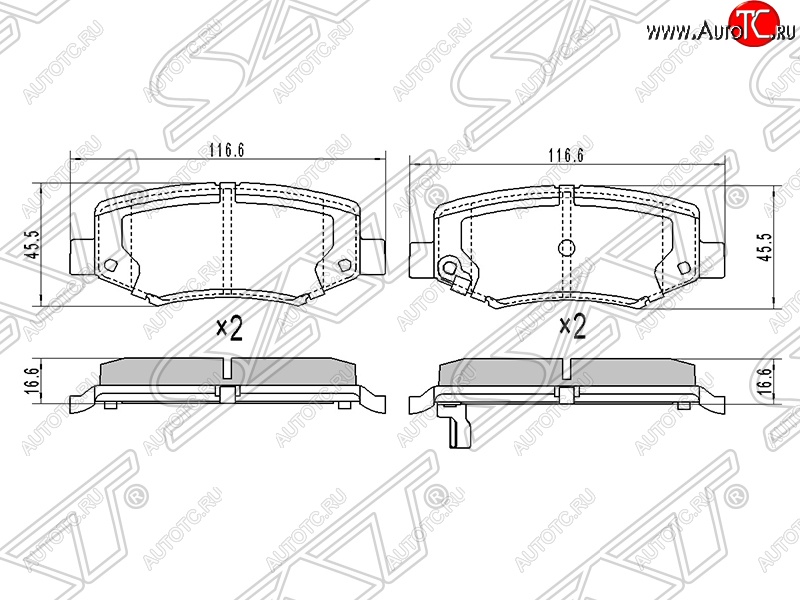 1 149 р. Колодки тормозные SAT (задние)  Dodge Nitro (2007-2011), Jeep Cherokee  KK (2007-2014), Jeep Wrangler  JK (2007-2018)  с доставкой в г. Королёв