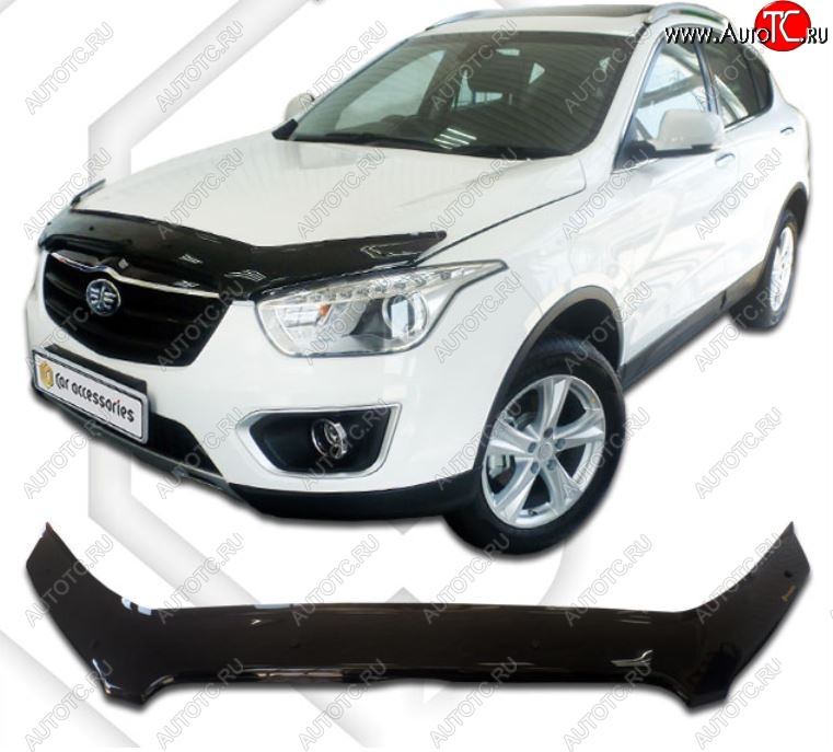 2 199 р. Дефлектор капота CA-Plastiс  FAW Besturn X80 (2014-2019) дорестайлинг (Classic черный, Без надписи)  с доставкой в г. Королёв