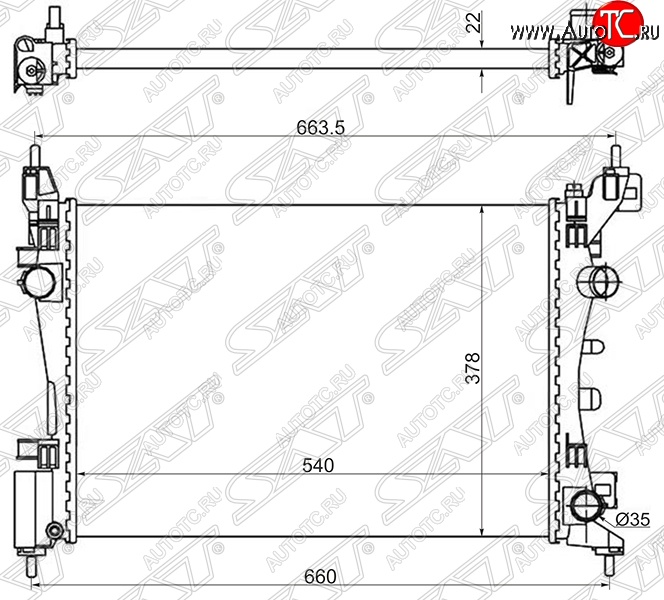 6 599 р. Радиатор двигателя SAT (пластинчатый, 1.0/1.2/1.4/1.6, МКПП/АКПП) Opel Corsa D дорестайлинг, хэтчбэк 3 дв. (2006-2010)  с доставкой в г. Королёв