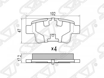 Колодки тормозные SAT (задние) Opel Corsa D дорестайлинг, хэтчбэк 3 дв. (2006-2010)