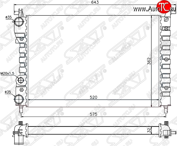 6 299 р. Радиатор двигателя SAT (пластинчатый, МКПП) Fiat Palio 178 хэтчбэк 5 дв. дорестайлинг (1996-2003)  с доставкой в г. Королёв