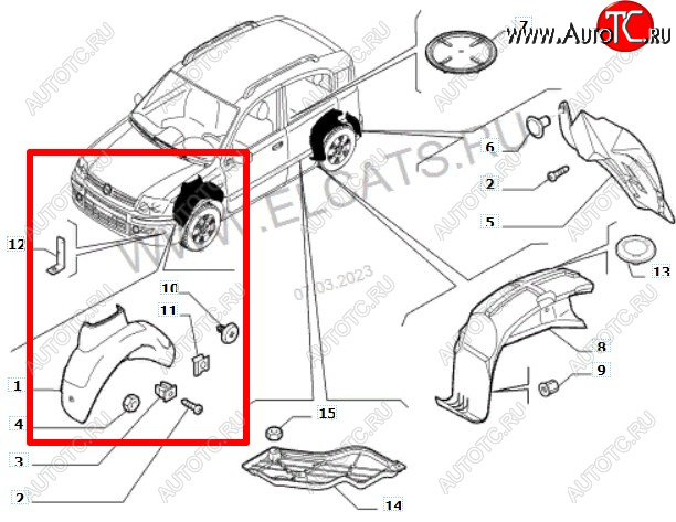 1 649 р. Передний правый подкрылок POLCAR Fiat Panda 2 169 (2003-2011)  с доставкой в г. Королёв