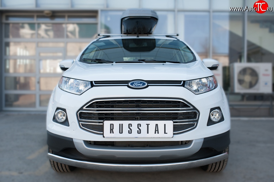 15 649 р. Защита переднего бампера (Ø75х42 мм, нержавейка) Russtal Ford EcoSport дорестайлинг (2013-2019)  с доставкой в г. Королёв