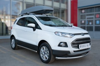 10 999 р. Защита порогов (труба D63 мм) SLITKOFF Ford EcoSport дорестайлинг (2013-2019) (Защита порогов с закругленными торцами (вариант 3))  с доставкой в г. Королёв. Увеличить фотографию 3