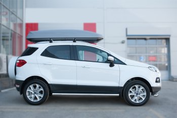 10 999 р. Защита порогов (труба D63 мм) SLITKOFF Ford EcoSport дорестайлинг (2013-2019) (Защита порогов с закругленными торцами (вариант 3))  с доставкой в г. Королёв. Увеличить фотографию 2