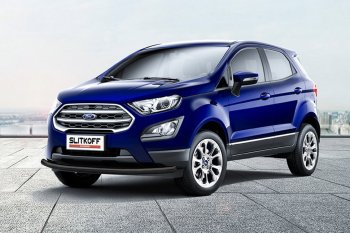 12 649 р. Защита заднего бампера Slitkoff (d57 мм)  Ford EcoSport  B515 (2017-2019) рестайлинг (Нержавейка, Полированная)  с доставкой в г. Королёв. Увеличить фотографию 2