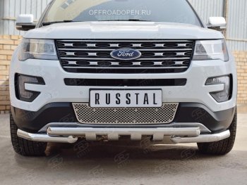 3 689 р. Решетка радиатора Russtal лист Ford Explorer U502 1-ый рестайлинг, 5 дв. (2015-2018) (Неокрашенная)  с доставкой в г. Королёв. Увеличить фотографию 2