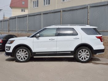 21 999 р. Защита порогов из круглой трубы d63 мм SLITKOFF v3  Ford Explorer  U502 (2015-2019) 1-ый рестайлинг, 5 дв., 2-ой рестайлинг, 5 дв.  с доставкой в г. Королёв. Увеличить фотографию 2