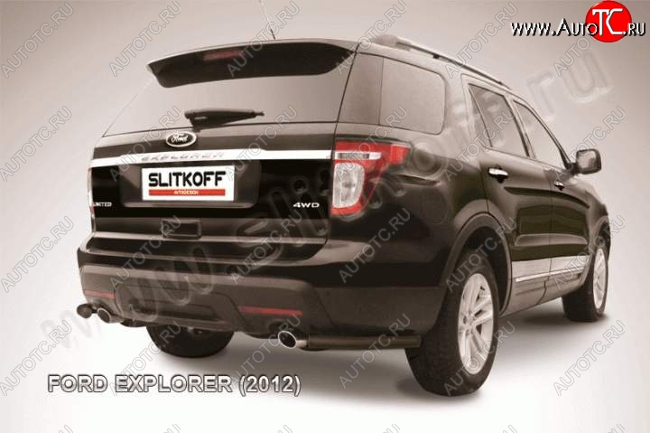 7 749 р. Защита заднего бампера из уголков d57 Slitkoff  Ford Explorer  U502 (2010-2016) дорестайлинг (Цвет: серебристый)  с доставкой в г. Королёв