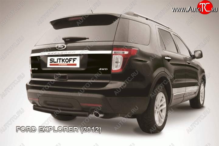 9 849 р. Защита заднего бампера d76 Slitkoff Ford Explorer U502 дорестайлинг (2010-2016) (Цвет: серебристый)  с доставкой в г. Королёв