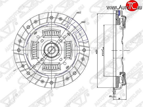 5 299 р. Комплект сцепления (1,25-1,4, 1.6) SAT  Ford Fiesta  5 (2001-2008), Ford Fusion  1 (2002-2012), Mazda 2/Demio  DY (2002-2007)  с доставкой в г. Королёв