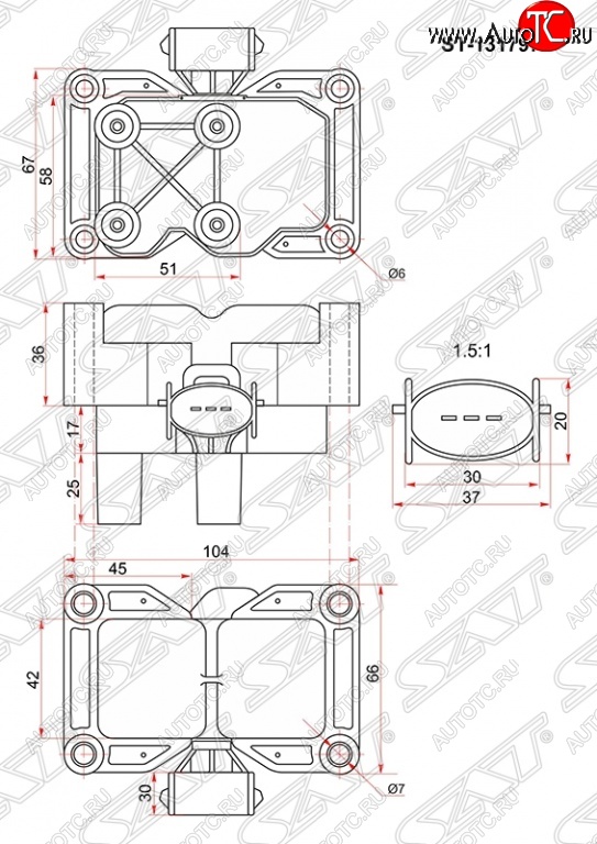 1 699 р. Катушка зажигания SAT (модуль)  Ford Fiesta (5), Focus (1,  2), Mondeo  с доставкой в г. Королёв