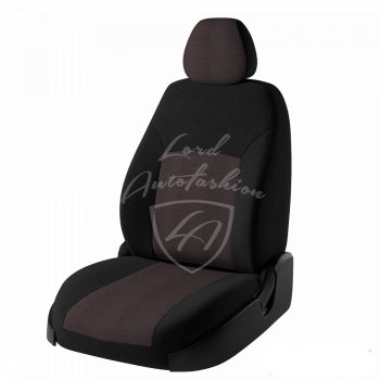 Чехлы для сидений (GhiaTitanium) Lord Autofashion Дублин (жаккард) Ford Focus 2 седан рестайлинг (2007-2011)  (Черный, вставка Ёж Красный)