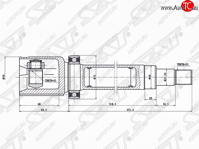 4 199 р. Шрус SAT (внутренний, 21*23*40 мм)  Ford Fusion  1 (2002-2012) хэтчбэк дорестайлинг,  рестайлинг, хэтчбэк  с доставкой в г. Королёв