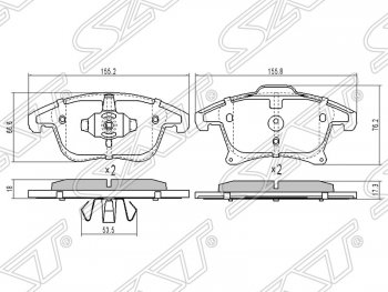 Колодки тормозные SAT (передние) Ford Mondeo MK5 CD391 дорестайлинг универсал (2014-2018)