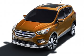 Защита заднего бампера Slitkoff (двойная, d57/42) Ford (Форд) Kuga (Куга)  2 (2016-2019) 2 рестайлинг