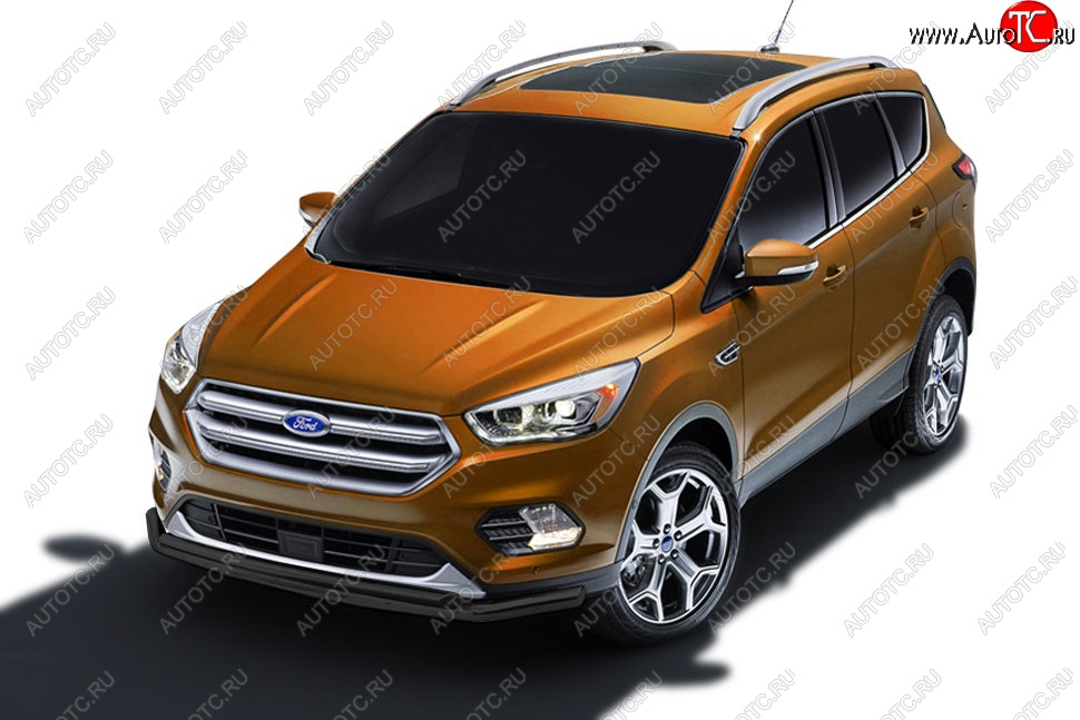 8 999 р. Защита заднего бампера Slitkoff (двойная, d57/42)  Ford Kuga  2 (2016-2019) рестайлинг (Сталь с полимерным покрытием. Цвет: чёрный)  с доставкой в г. Королёв