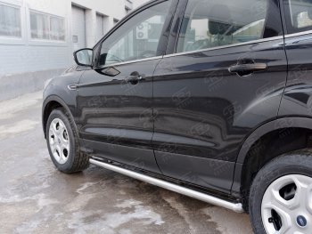 Защита порогов из круглой трубы диаметром 63 мм SLITKOFF v3 Ford (Форд) Kuga (Куга)  2 (2016-2019) 2 рестайлинг