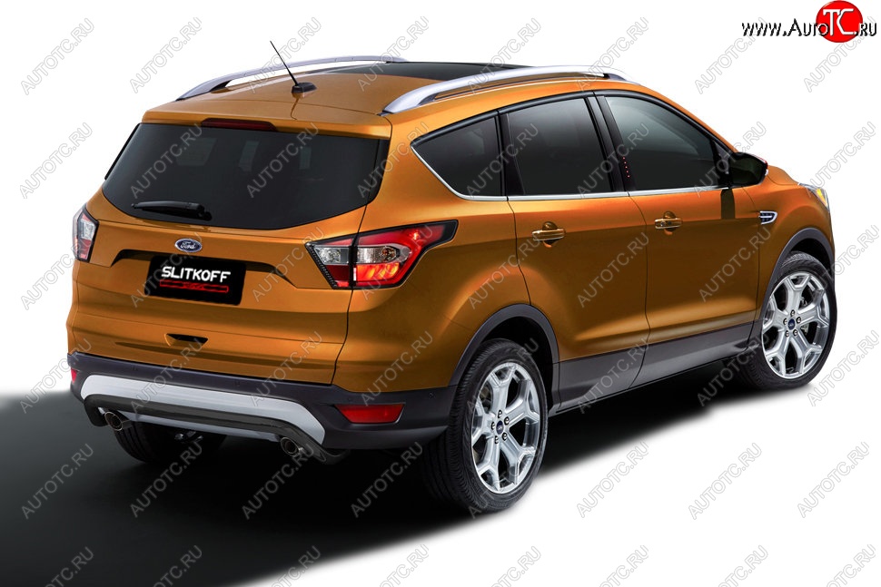 7 999 р. Защита заднего бампера Slitloff (d57, скоба)  Ford Kuga  2 (2016-2019) рестайлинг (Сталь с полимерным покрытием. Цвет: чёрный)  с доставкой в г. Королёв