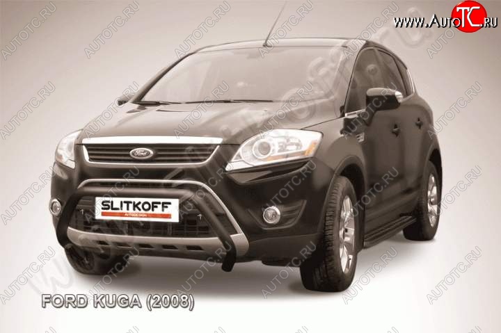 17 549 р. Кенгурятник d57 Slitkoff (низкий) Ford Kuga 1 (2008-2013) (Цвет: серебристый)  с доставкой в г. Королёв