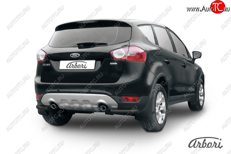 7 019 р. Защита заднего бампера Arbori (уголки, черная, 1 труба d57 mm). Ford Kuga 1 (2008-2013)  с доставкой в г. Королёв