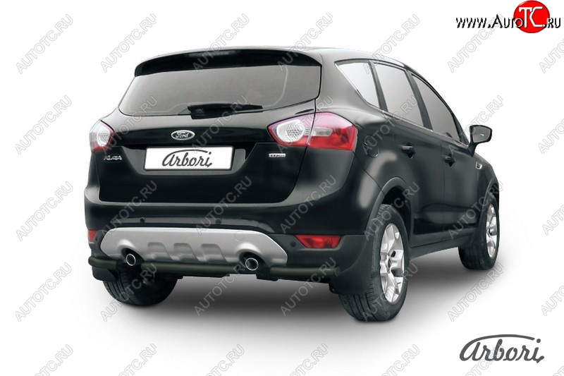 7 019 р. Защита заднего бампера Arbori (черная, 1 труба d57 mm). Ford Kuga 1 (2008-2013)  с доставкой в г. Королёв