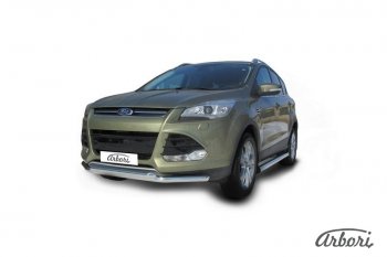 16 999 р. Защита переднего бампера Arbori (нержавейка, 2 трубы d57 и 57 mm) Ford Kuga 2 дорестайлинг (2013-2016)  с доставкой в г. Королёв. Увеличить фотографию 2