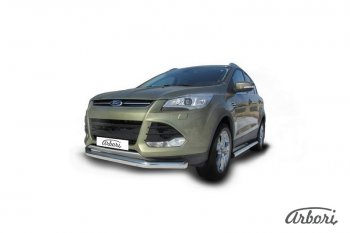 13 319 р. Защита переднего бампера Arbori (нержавейка, 1 труба d76 mm) Ford Kuga 2 дорестайлинг (2013-2016)  с доставкой в г. Королёв. Увеличить фотографию 2