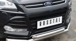 20 999 р. Защита переднего бампера (2 трубыØ76 и 63 мм, нержавейка) SLITKOFF  Ford Kuga  2 (2013-2016) дорестайлинг  с доставкой в г. Королёв. Увеличить фотографию 2