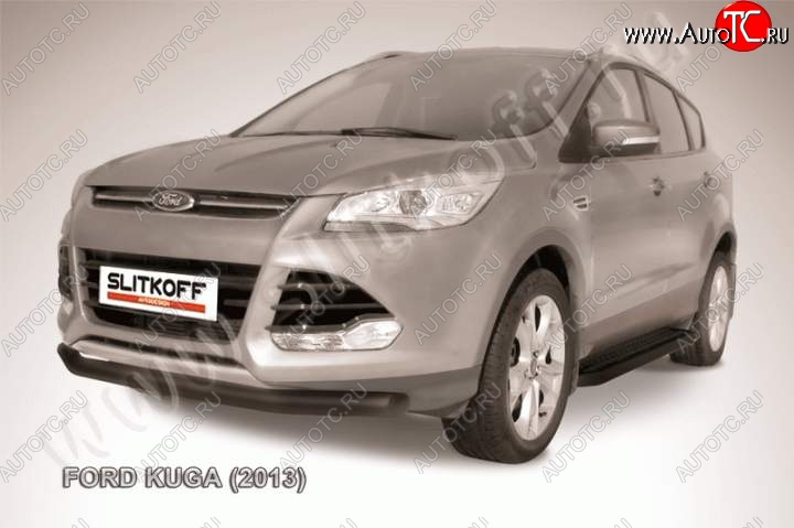 10 499 р. Защита переднего бампера Slitkoff (труба d76) Ford Kuga 2 дорестайлинг (2013-2016) (Цвет: серебристый)  с доставкой в г. Королёв