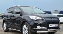 13 849 р. Защита порогов из круглой трубы диаметром 63 мм Russtal Ford Kuga 2 дорестайлинг (2013-2016) (Защита порогов с со скосами на торцах (вариант 1))  с доставкой в г. Королёв. Увеличить фотографию 2