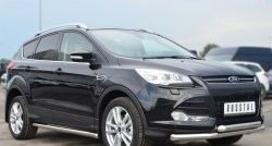 13 849 р. Защита порогов из круглой трубы диаметром 63 мм Russtal Ford Kuga 2 дорестайлинг (2013-2016) (Защита порогов с со скосами на торцах (вариант 1))  с доставкой в г. Королёв. Увеличить фотографию 12