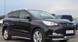 13 849 р. Защита порогов из круглой трубы диаметром 63 мм Russtal Ford Kuga 2 дорестайлинг (2013-2016) (Защита порогов с со скосами на торцах (вариант 1))  с доставкой в г. Королёв. Увеличить фотографию 7