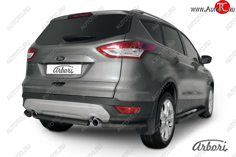 5 399 р. Защита заднего бампера Arbori (черная, 1 труба d57 mm). Ford Kuga 2 дорестайлинг (2013-2016)  с доставкой в г. Королёв