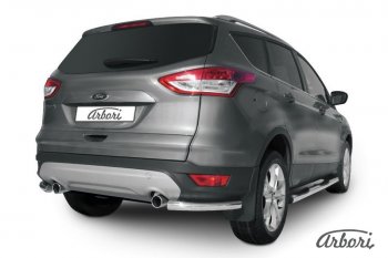 6 389 р. Защита заднего бампера Arbori (уголки, нержавейка, 1 труба d57 mm). Ford Kuga 2 дорестайлинг (2013-2016)  с доставкой в г. Королёв. Увеличить фотографию 1