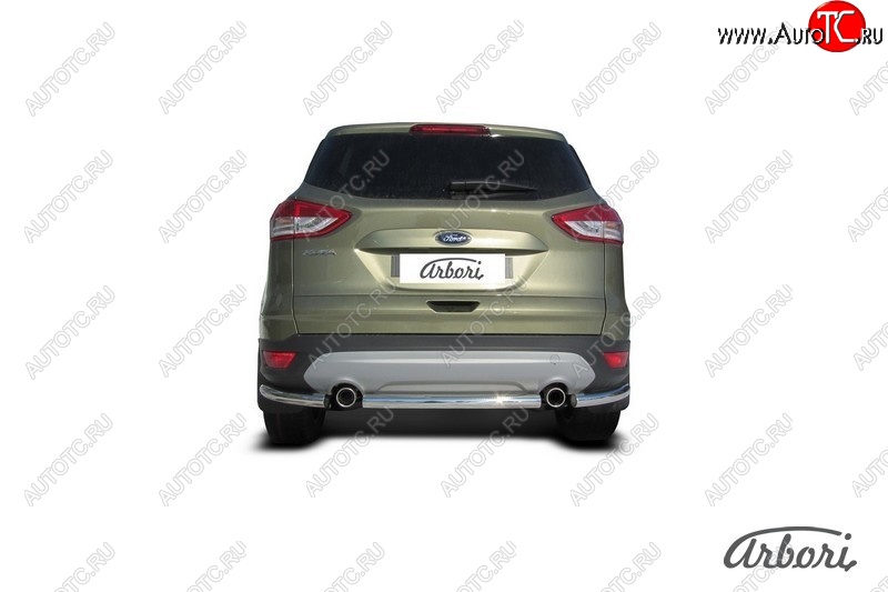 6 389 р. Защита заднего бампера Arbori (нержавейка, 1 труба d57 mm). Ford Kuga 2 дорестайлинг (2013-2016)  с доставкой в г. Королёв