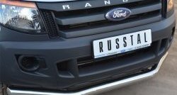 18 099 р. Одинарная защита переднего бампера диаметром 76 мм SLITKOFF Ford Ranger DoubleCab дорестайлинг (2011-2016)  с доставкой в г. Королёв. Увеличить фотографию 2