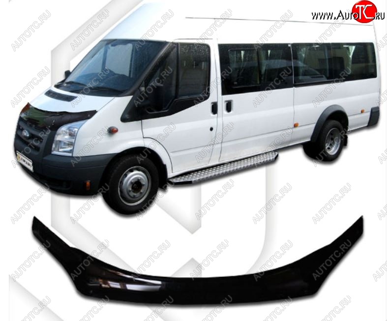 2 999 р. Дефлектор капота CA-Plastiс  Ford Transit (2006-2014) цельнометаллический фургон (Classic черный, Без надписи)  с доставкой в г. Королёв