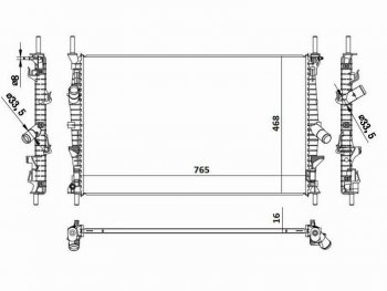 Радиатор двигателя SAT (пластинчатый, МКПП/АКПП, 2.0/2.2) Ford (Форд) Transit (Транзит) ( 4) (2014-2025) 4 цельнометаллический фургон,  рестайлинг