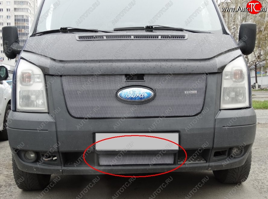 1 539 р. Нижняя защитная сетка на бампер (рестайлинг) Russtal (хром)  Ford Transit (2006-2014) цельнометаллический фургон  с доставкой в г. Королёв