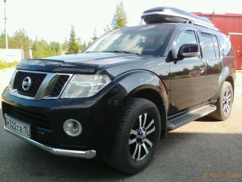 14 999 р. Защита переднего бампера Slitkoff (Ø76) Nissan Pathfinder R51 рестайлинг (2009-2014) (Нержавейка, Полированная)  с доставкой в г. Королёв. Увеличить фотографию 4