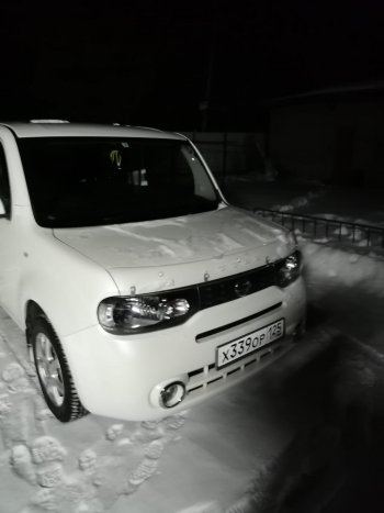 1 979 р. Дефлектор капота CA-Plastiс  Nissan Cube  3 (2008-2025) (Classic прозрачный, Без надписи)  с доставкой в г. Королёв. Увеличить фотографию 2