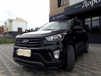 8 999 р. Защита переднего бампера Slitkoff (d57, черная)  Hyundai Creta  GS (2015-2021) дорестайлинг, рестайлинг (Цвет: серебристый)  с доставкой в г. Королёв. Увеличить фотографию 5